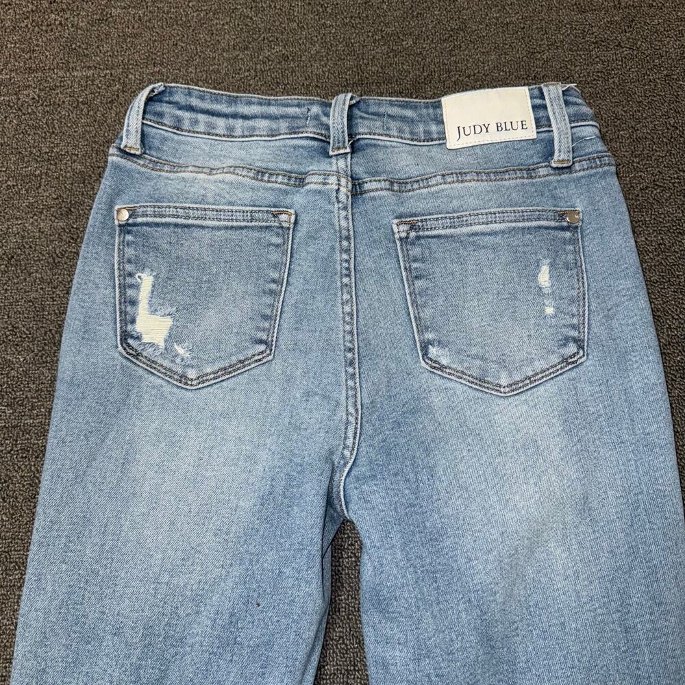 Judy Blue Mid-Rise Light Wash Destroyed Bootcut Jeans Women's Size 3/26 Boho - Picture 3 of 11